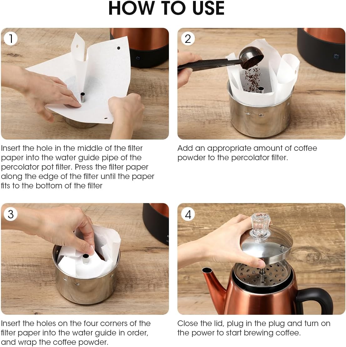 Aieve Percolator Coffee Filters, 160 Count Wrap Around Coffee Filters