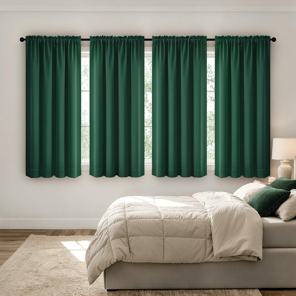 MIULEE Short 36 Inch Blackout Kitchen Window Curtain Black Set of 4 Panels
