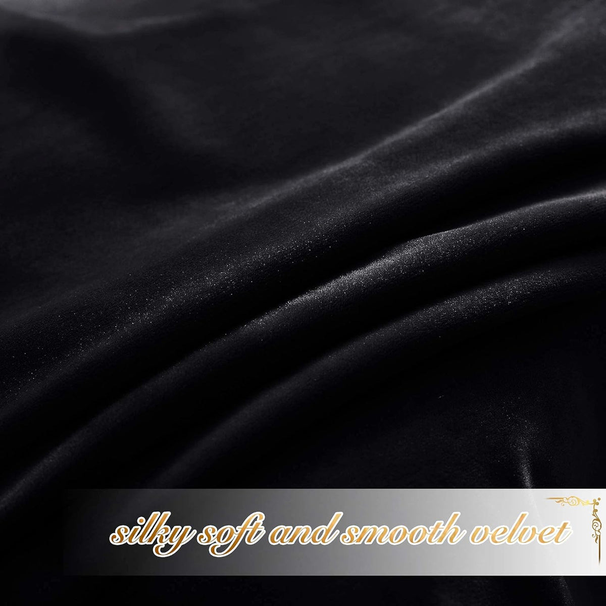 NICETOWN Black Out Velvet Curtains 63 inches Long for Kitchen