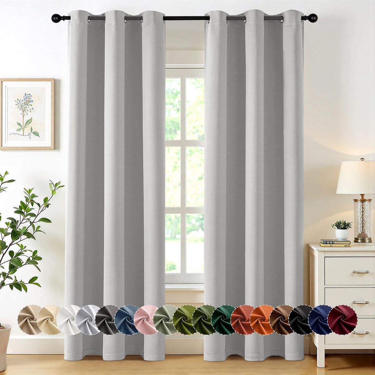 MIULEE Blackout Curtains for Bedroom 2 Panels 40 x 63 Inch Long Black