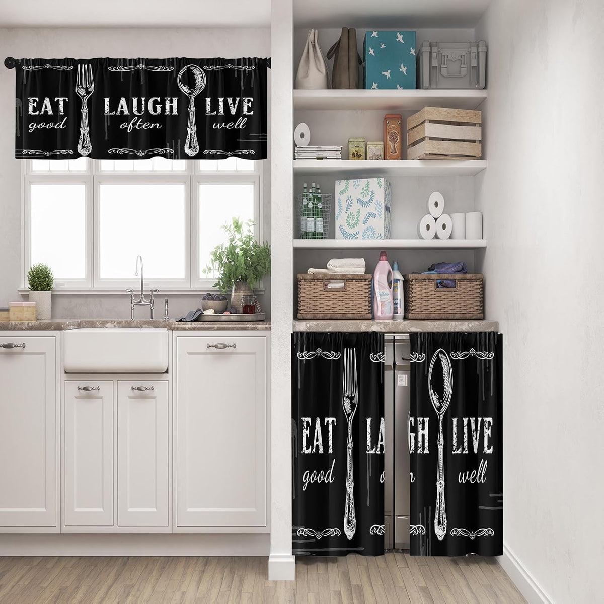 Kitchen Curtains Sets for Windows, 52x36 Inch, Farmhouse 3 Pack,
