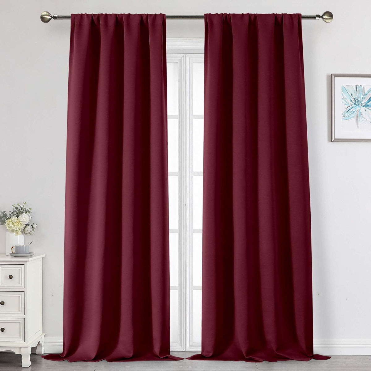 Black Cafe Blackout Curtains 36 Inch Length 2 Panels Set, Soft Solid Thermal Insulated Room Darkening Small Window Curtains for Kitchen Bathroom Basement, Black, Each, 40" Wx36 L