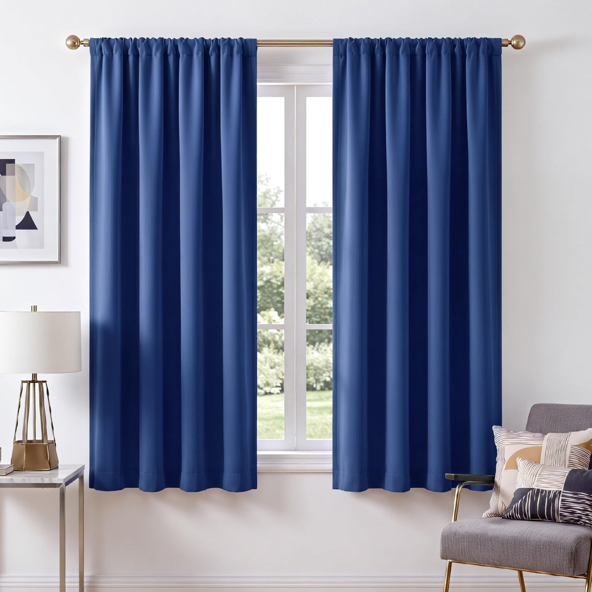 NICETOWN 100% Black Out Kitchen Curtains 36 Inch Length, W52xL36, 2 Panels