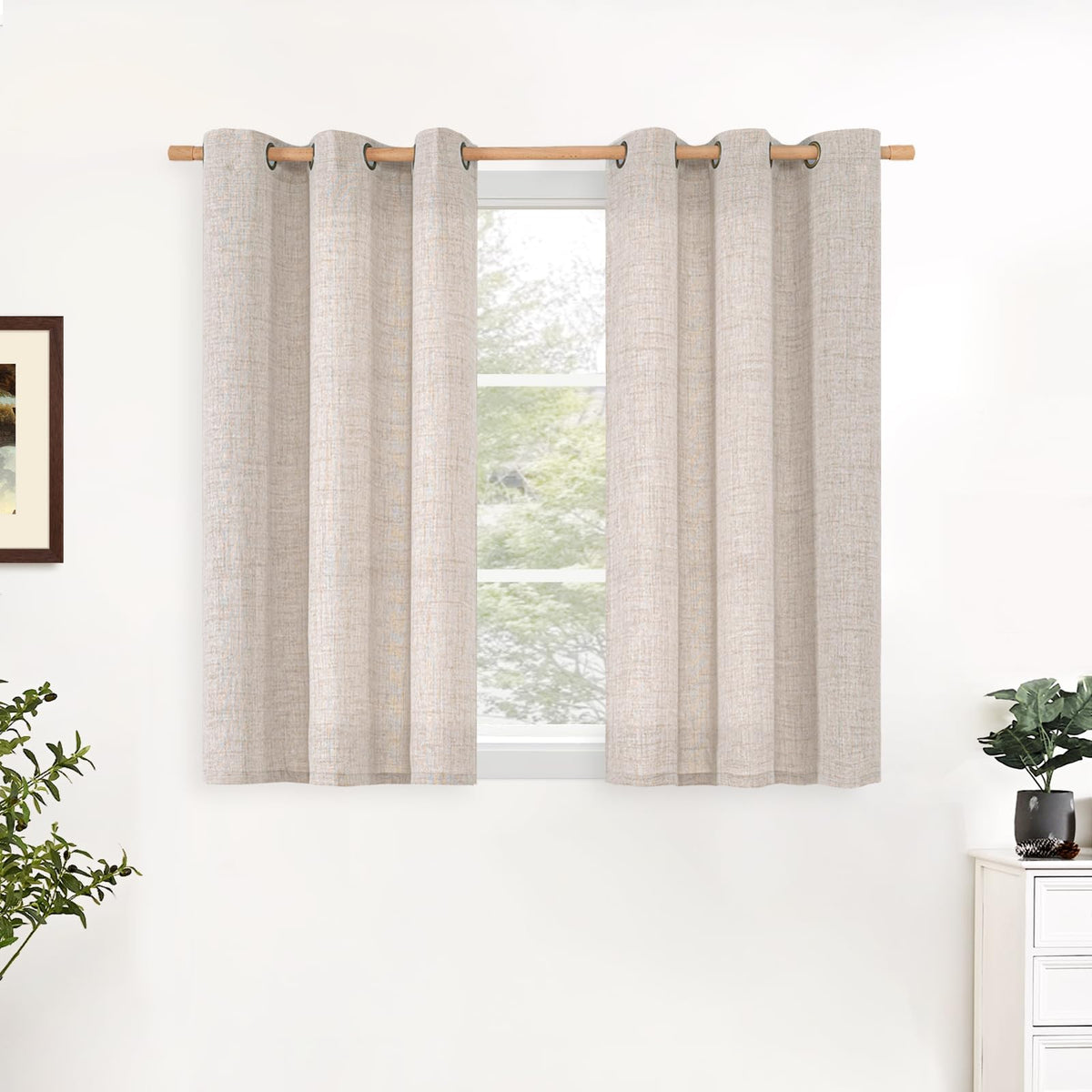 YoungsTex Linen Kitchen Window Curtains 40 Inch Length 2 Panels