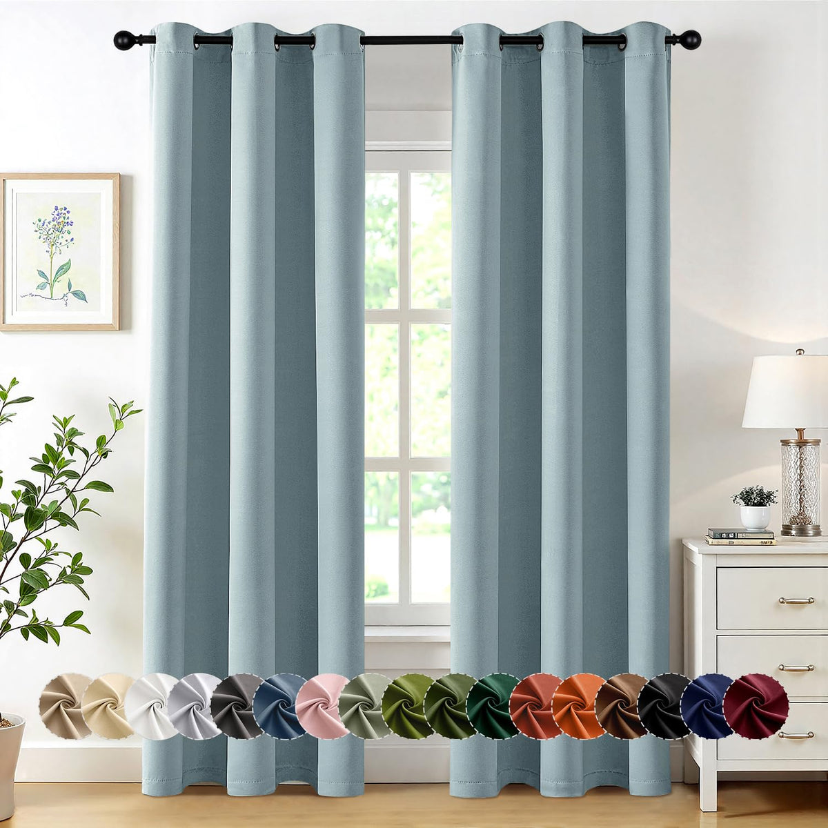 MIULEE Blackout Curtains for Bedroom 2 Panels 40 x 63 Inch Long Black