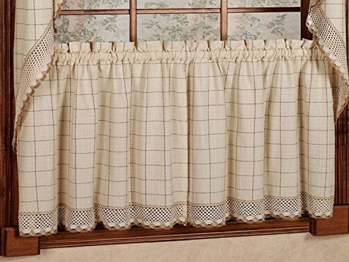 Sweet Home Collection Old World Style Floral Heavy Lace Kitchen Curtain Swag pair Hopewell Cream
