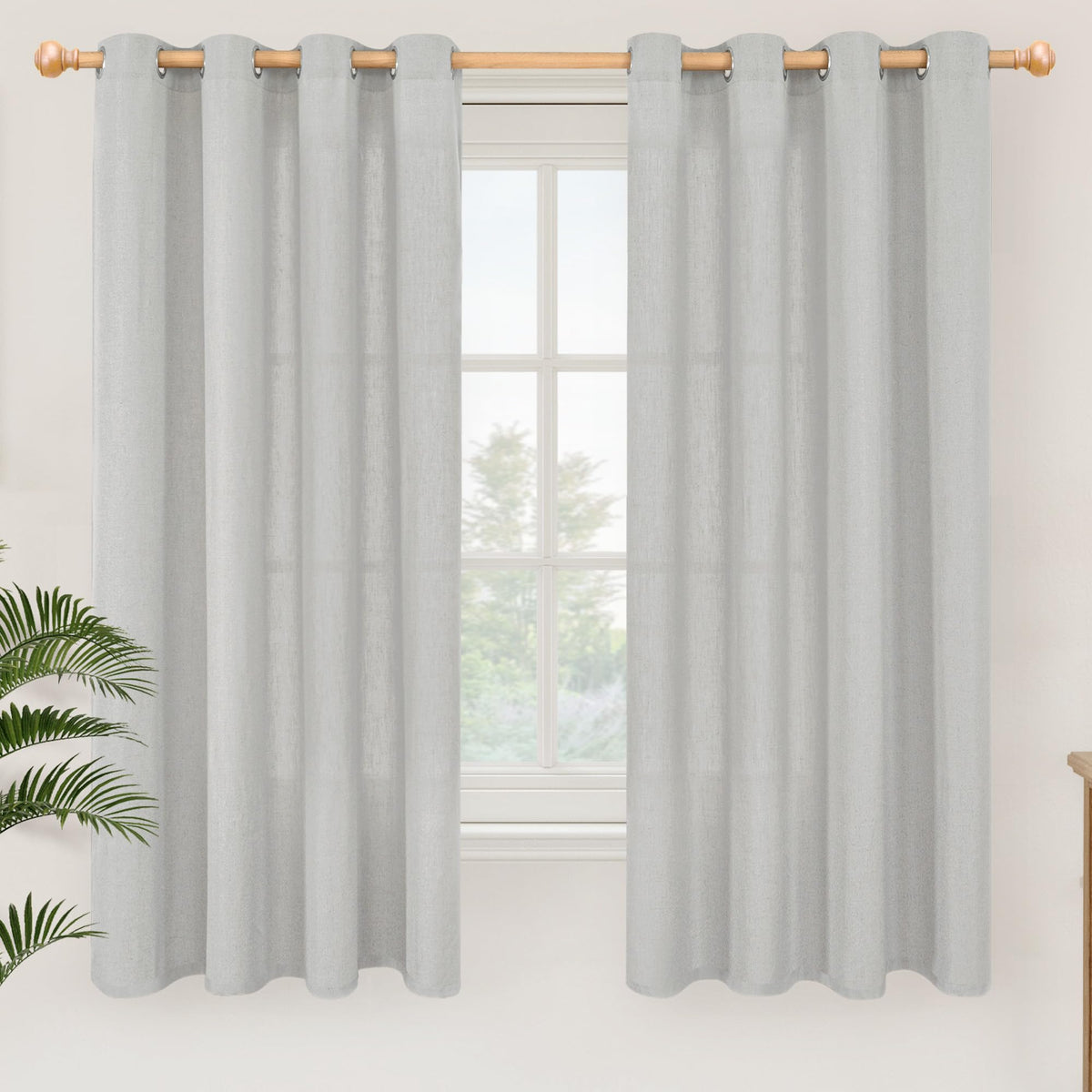 YoungsTex Linen Kitchen Window Curtains 40 Inch Length 2 Panels