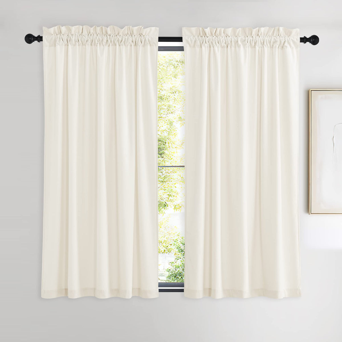 NICETOWN Black Out Velvet Curtains 63 inches Long for Kitchen