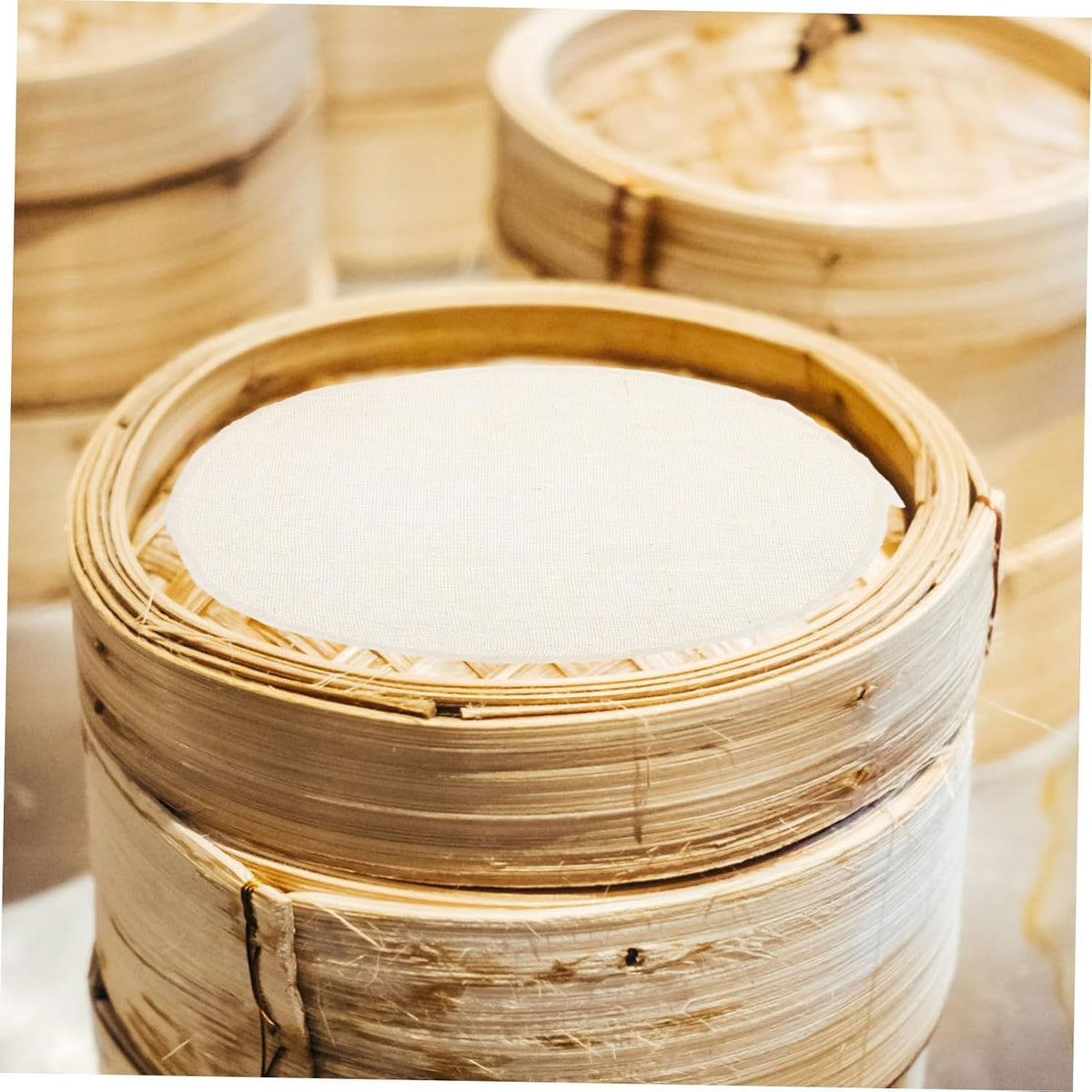 Healifty 20pcs Cotton Steaming Cloth Round Liners Dim Sum Tools Steamer Gauze Non Stick Pad Air Fryer Liner Mesh Mat Pad for Steamed Buns Dumplings Baking Cooking