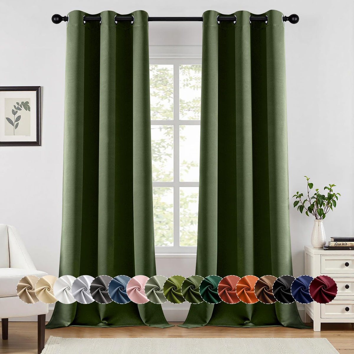 MIULEE Blackout Curtains for Bedroom 2 Panels 40 x 63 Inch Long Black