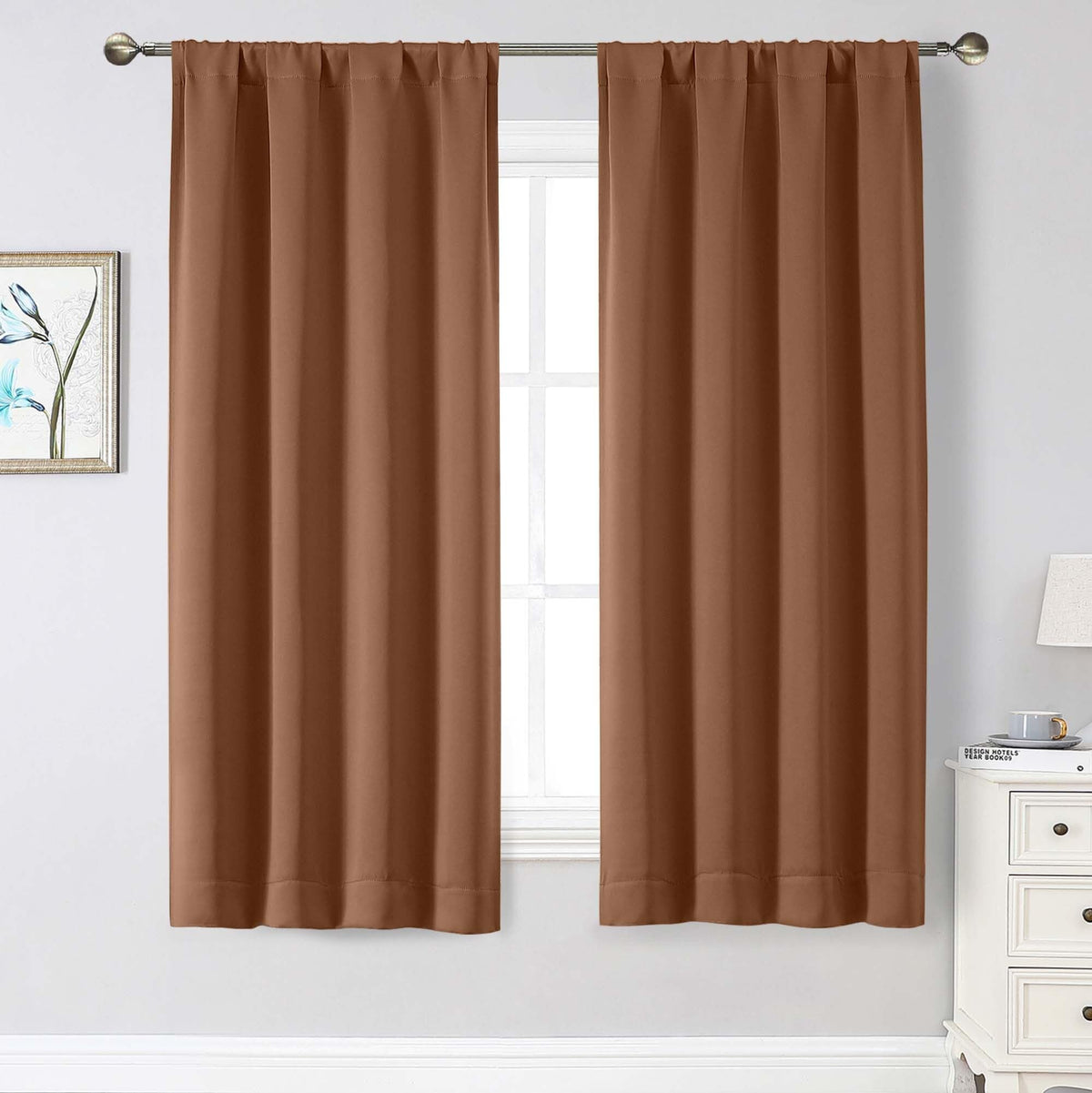 Black Cafe Blackout Curtains 36 Inch Length 2 Panels Set, Soft Solid Thermal Insulated Room Darkening Small Window Curtains for Kitchen Bathroom Basement, Black, Each, 40" Wx36 L