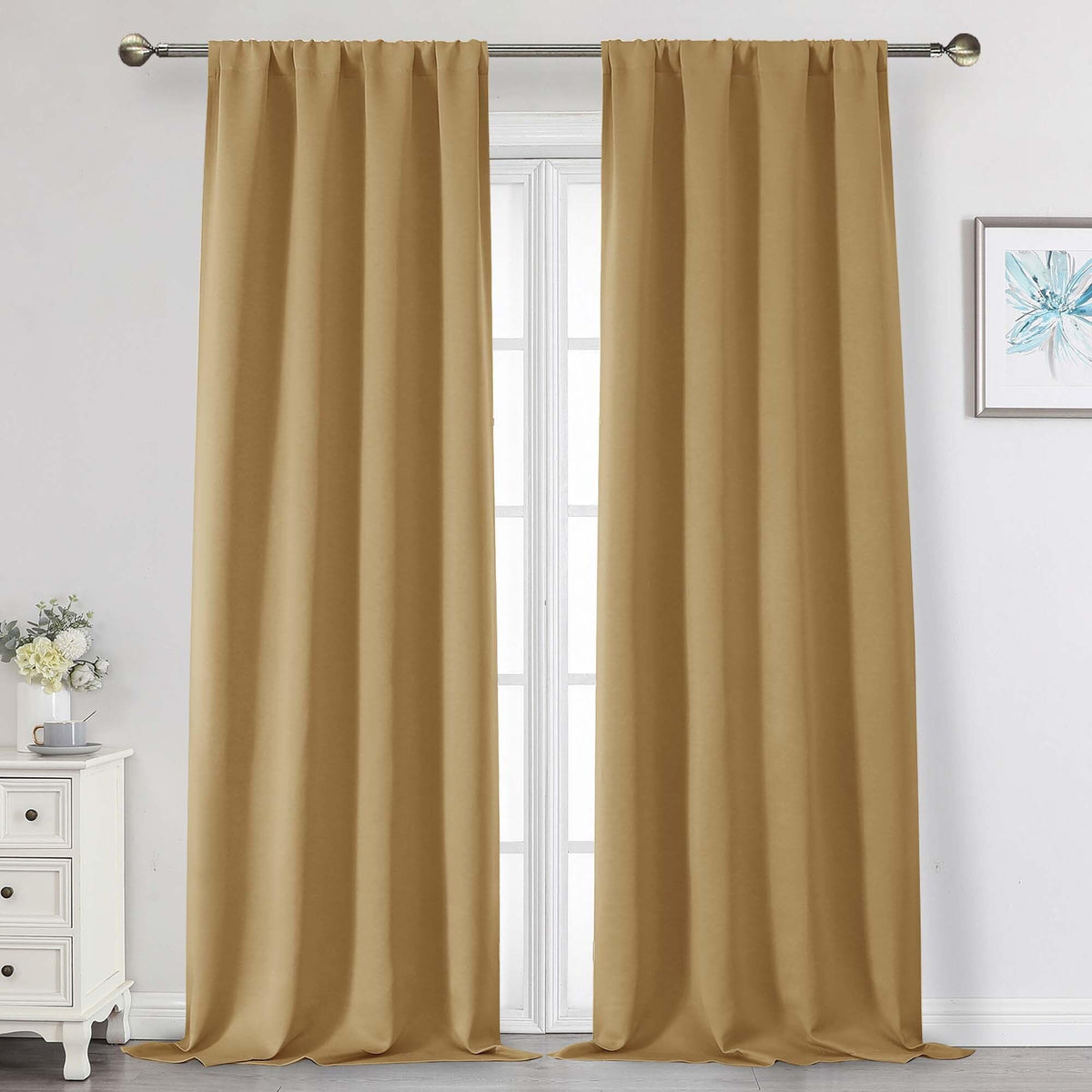 Black Cafe Blackout Curtains 36 Inch Length 2 Panels Set, Soft Solid Thermal Insulated Room Darkening Small Window Curtains for Kitchen Bathroom Basement, Black, Each, 40" Wx36 L