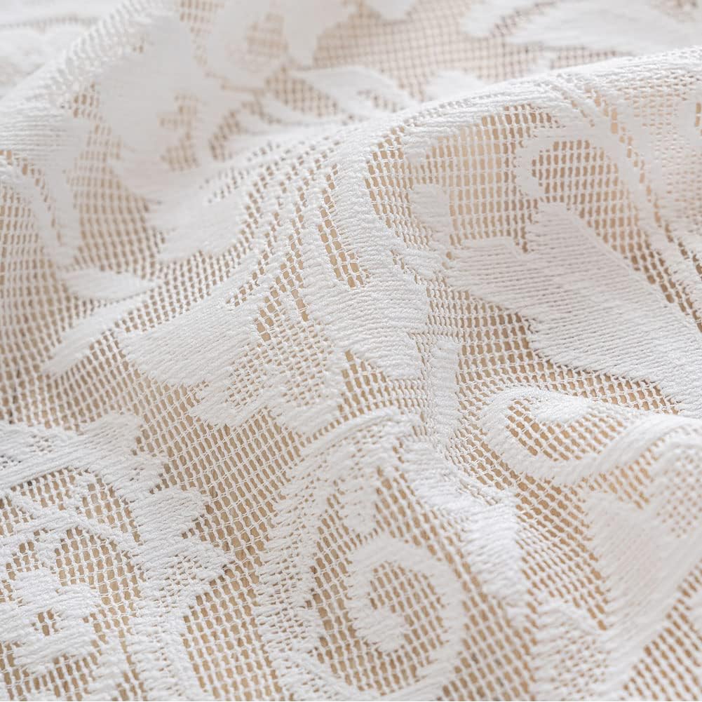 ALIGOGO Short White Lace Kitchen Curtains 36 Length 2 Panels W26 x L36 Inch