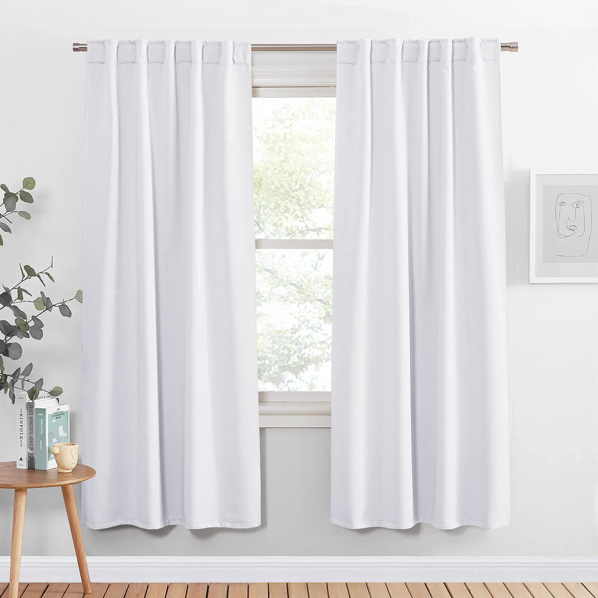 PONY DANCE Black Kitchen Blackout Curtains Over Sink, W 42 x L 45 inches