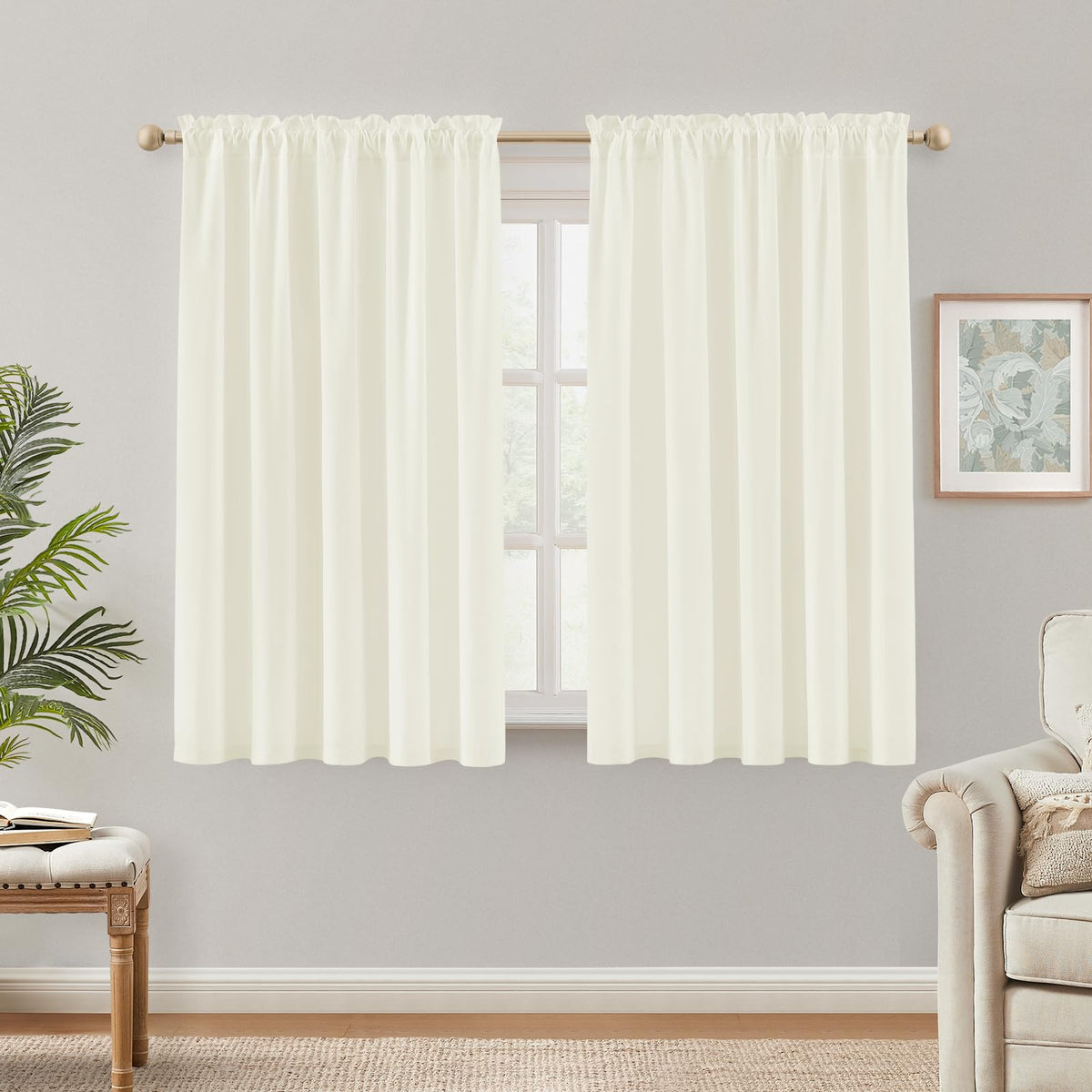 HOMEIDEAS Non-See-Through White Sheer Kitchen Curtains, 30 X 36 Inches Long