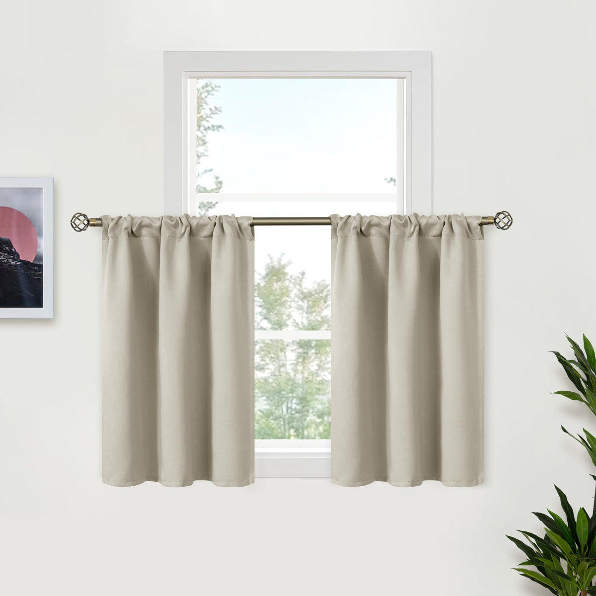 BGment Black Blackout Curtains 40 Inches Long for Kitchen Window 2 Panels