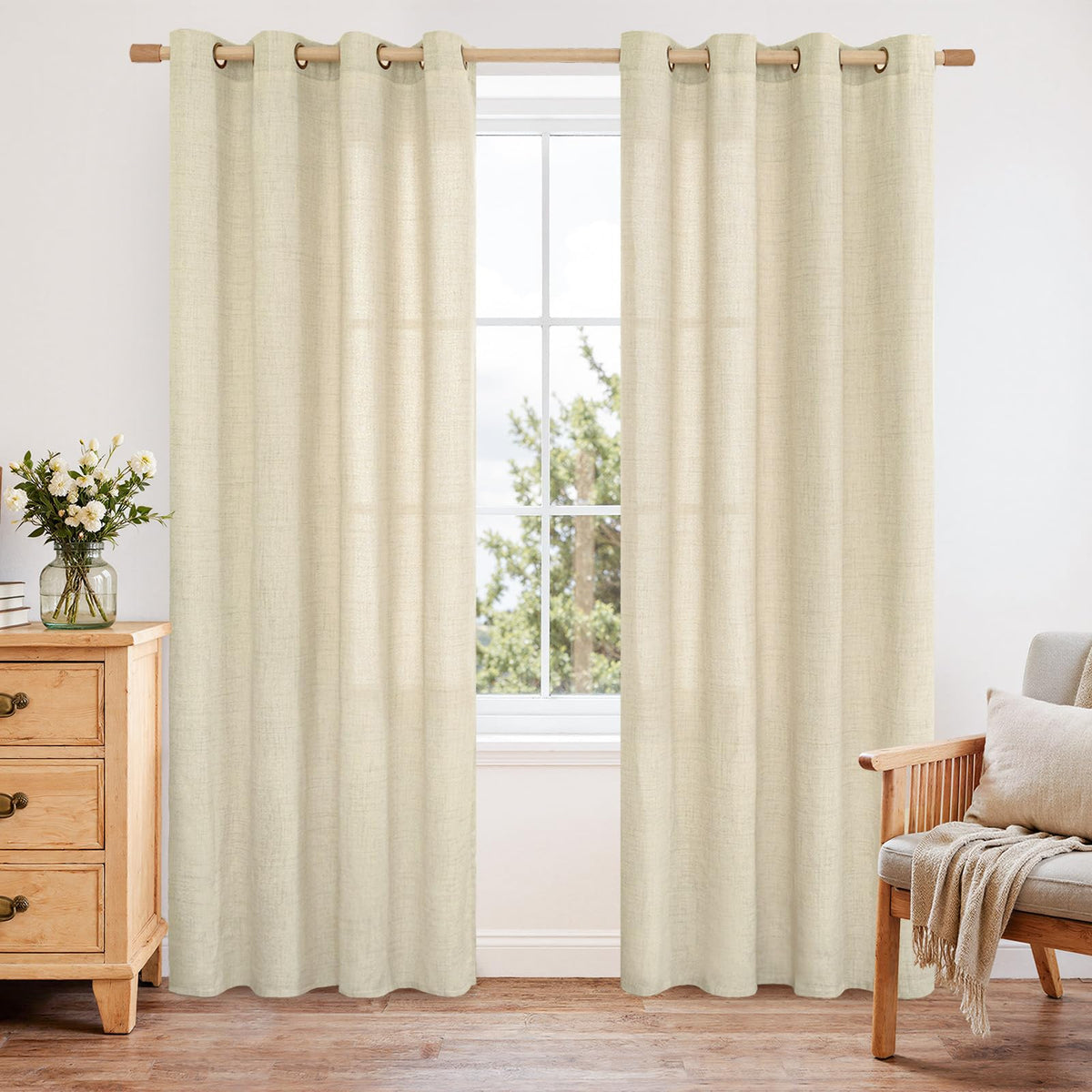 YoungsTex Linen Kitchen Window Curtains 40 Inch Length 2 Panels