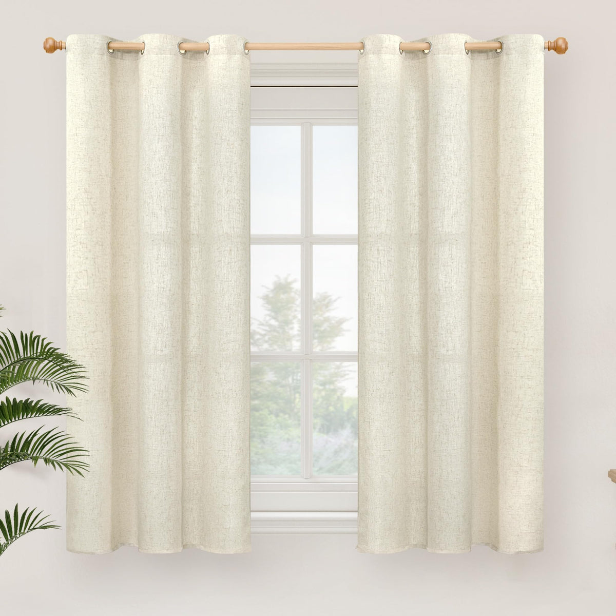 YoungsTex Linen Kitchen Window Curtains 40 Inch Length 2 Panels