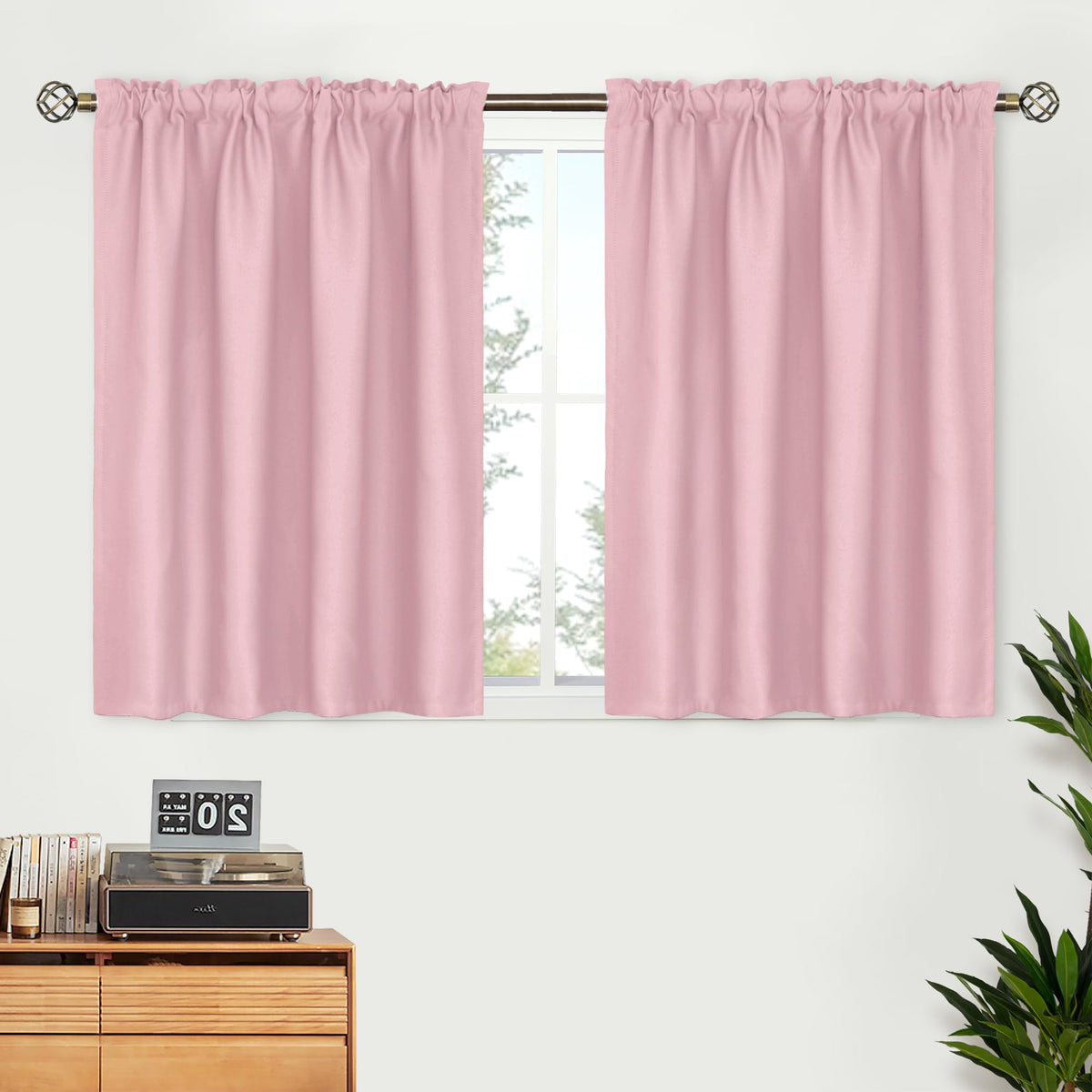 BGment Black Blackout Curtains 40 Inches Long for Kitchen Window 2 Panels