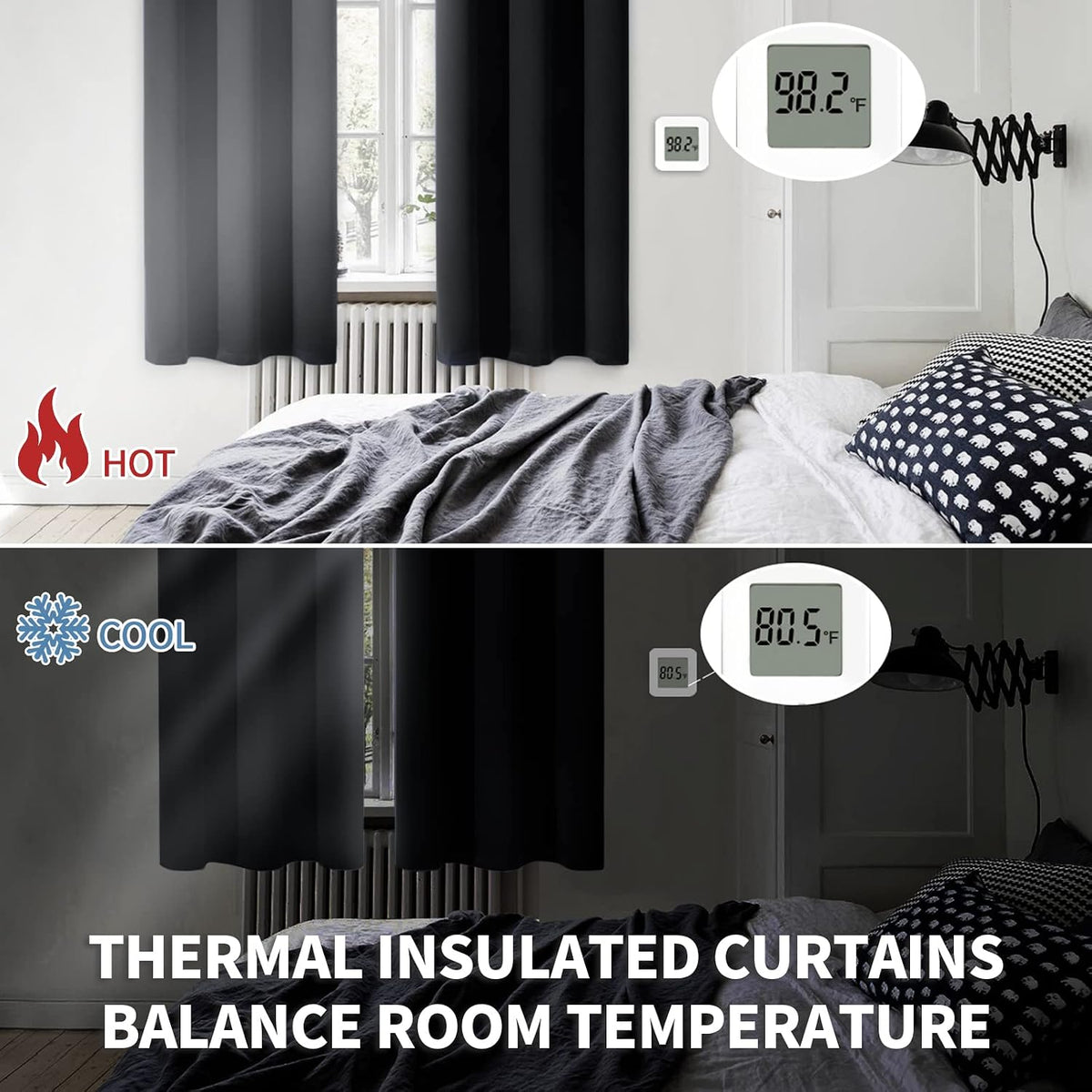 BGment Black Blackout Curtains 40 Inches Long for Kitchen Window 2 Panels