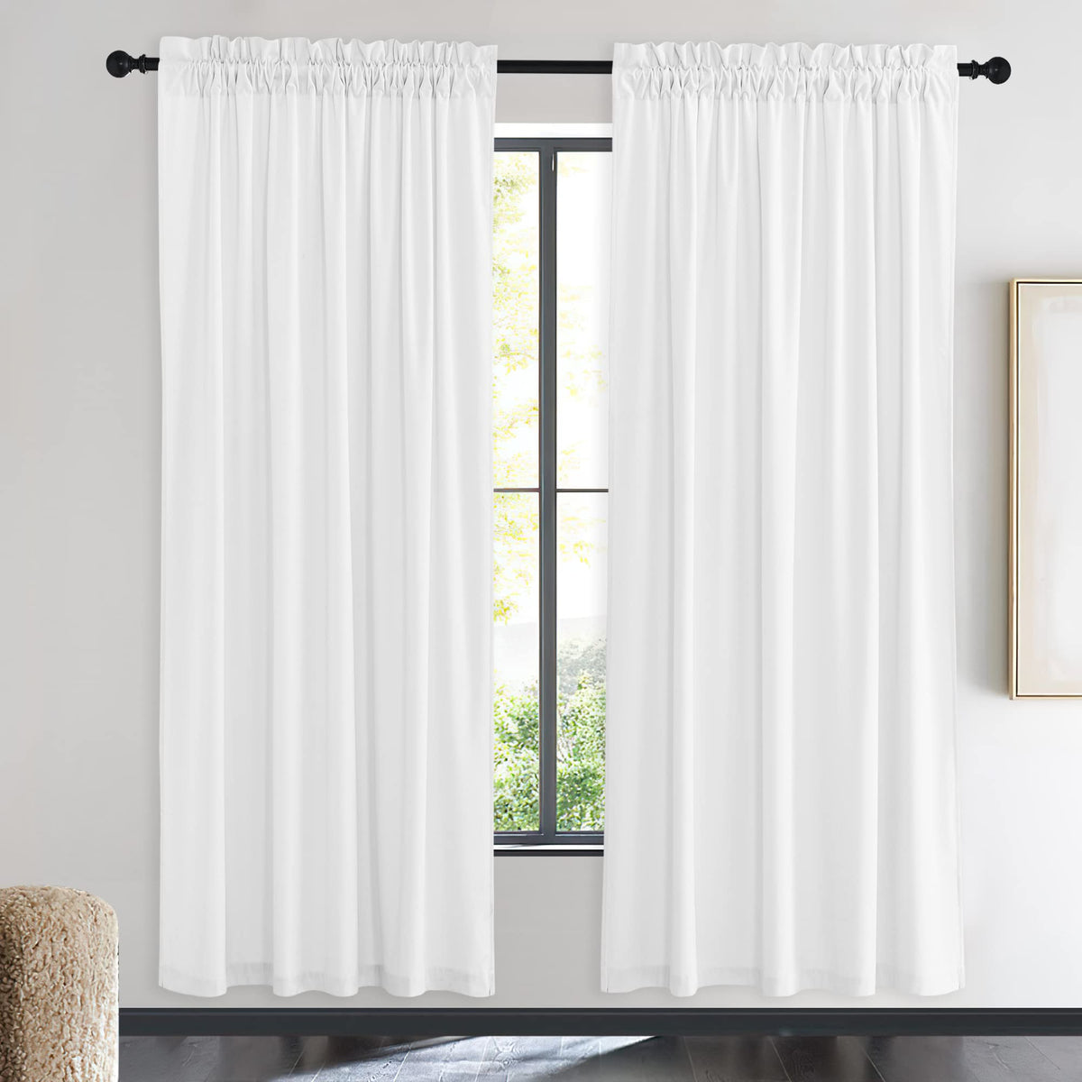 NICETOWN Black Out Velvet Curtains 63 inches Long for Kitchen