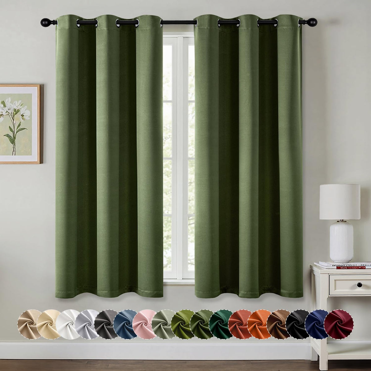 MIULEE Blackout Curtains for Bedroom 2 Panels 40 x 63 Inch Long Black