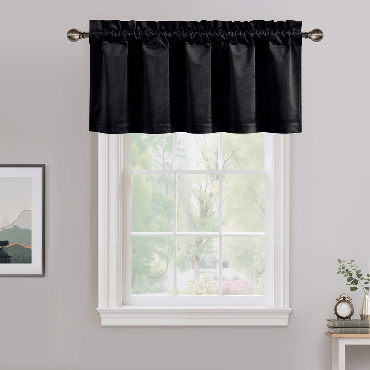 NICETOWN Black Out Velvet Curtains 63 inches Long for Kitchen