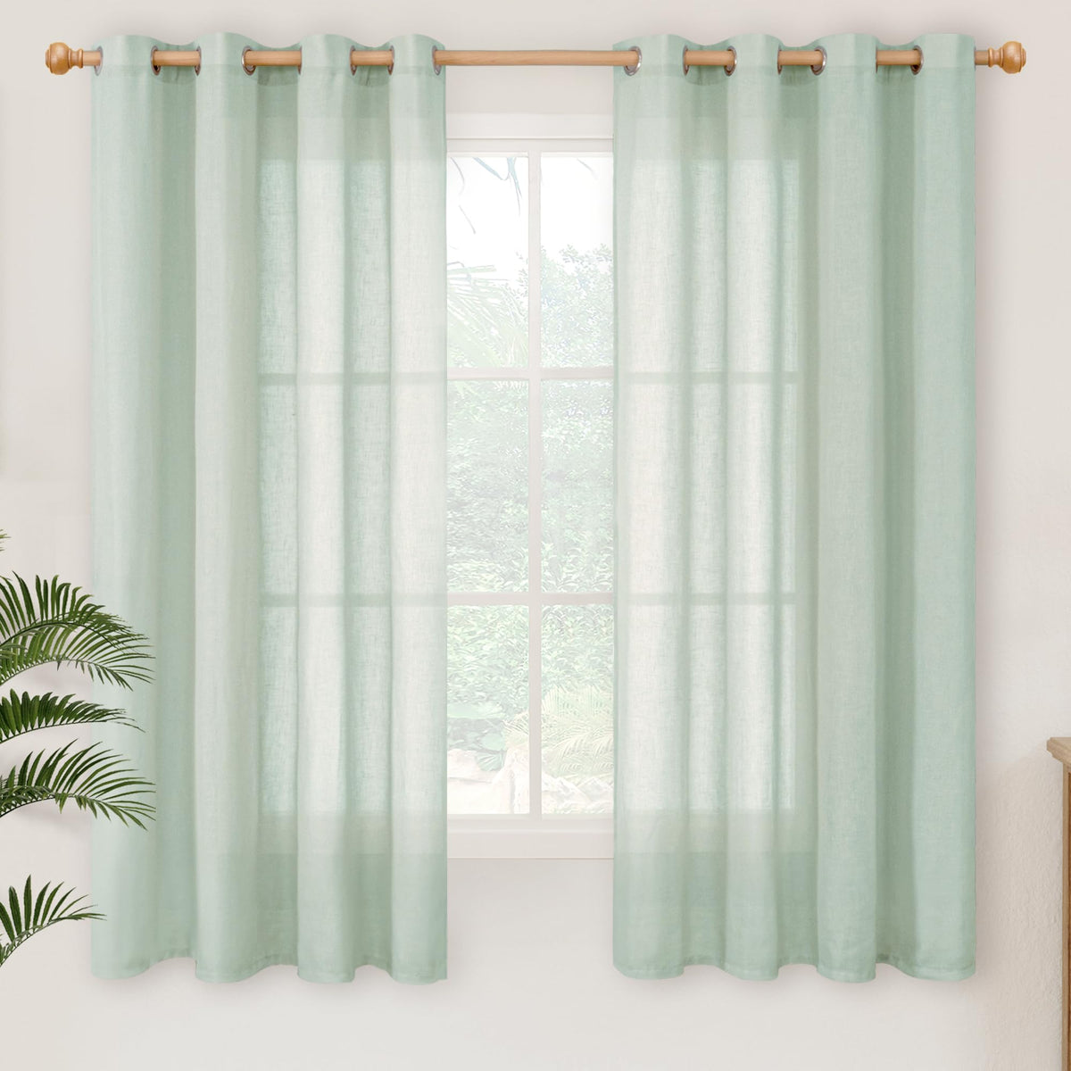 YoungsTex Linen Kitchen Window Curtains 40 Inch Length 2 Panels