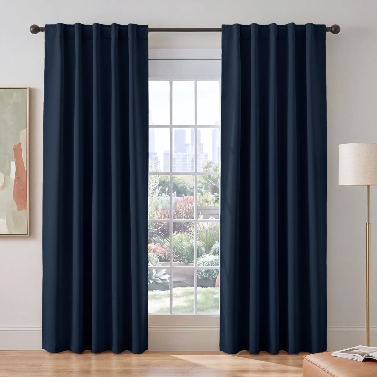 PONY DANCE Black Kitchen Blackout Curtains Over Sink, W 42 x L 45 inches