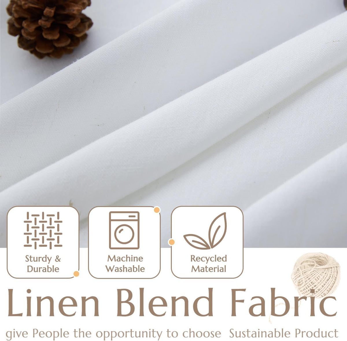 jinchan Linen Blend Kitchen Tier Curtains, 24 Inch, White, 2 Panels