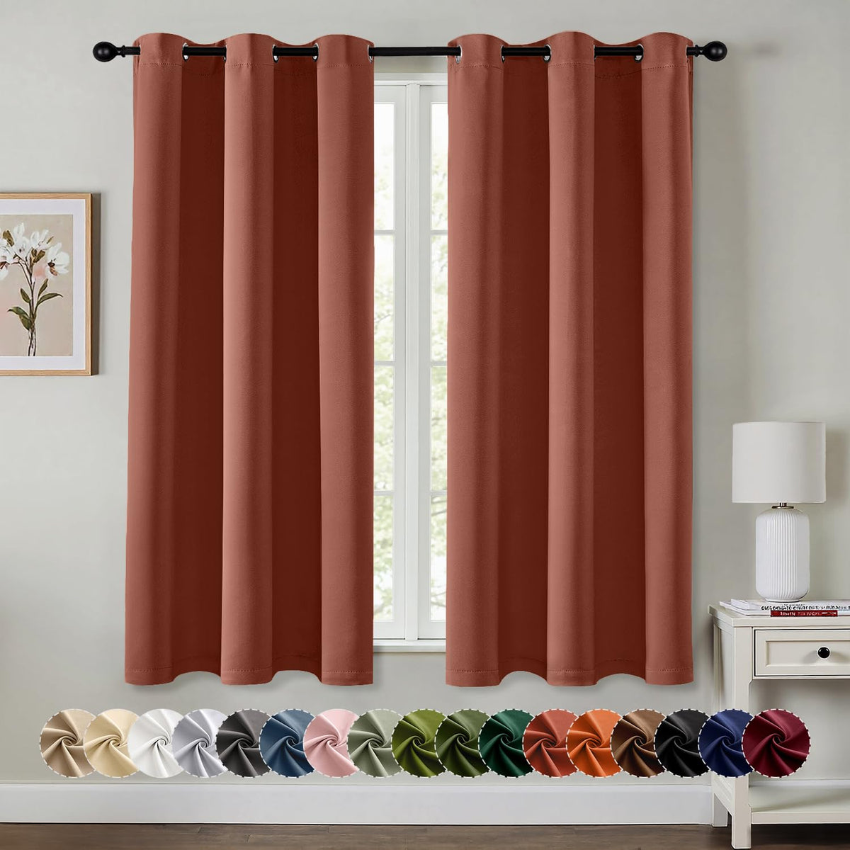 MIULEE Blackout Curtains for Bedroom 2 Panels 40 x 63 Inch Long Black