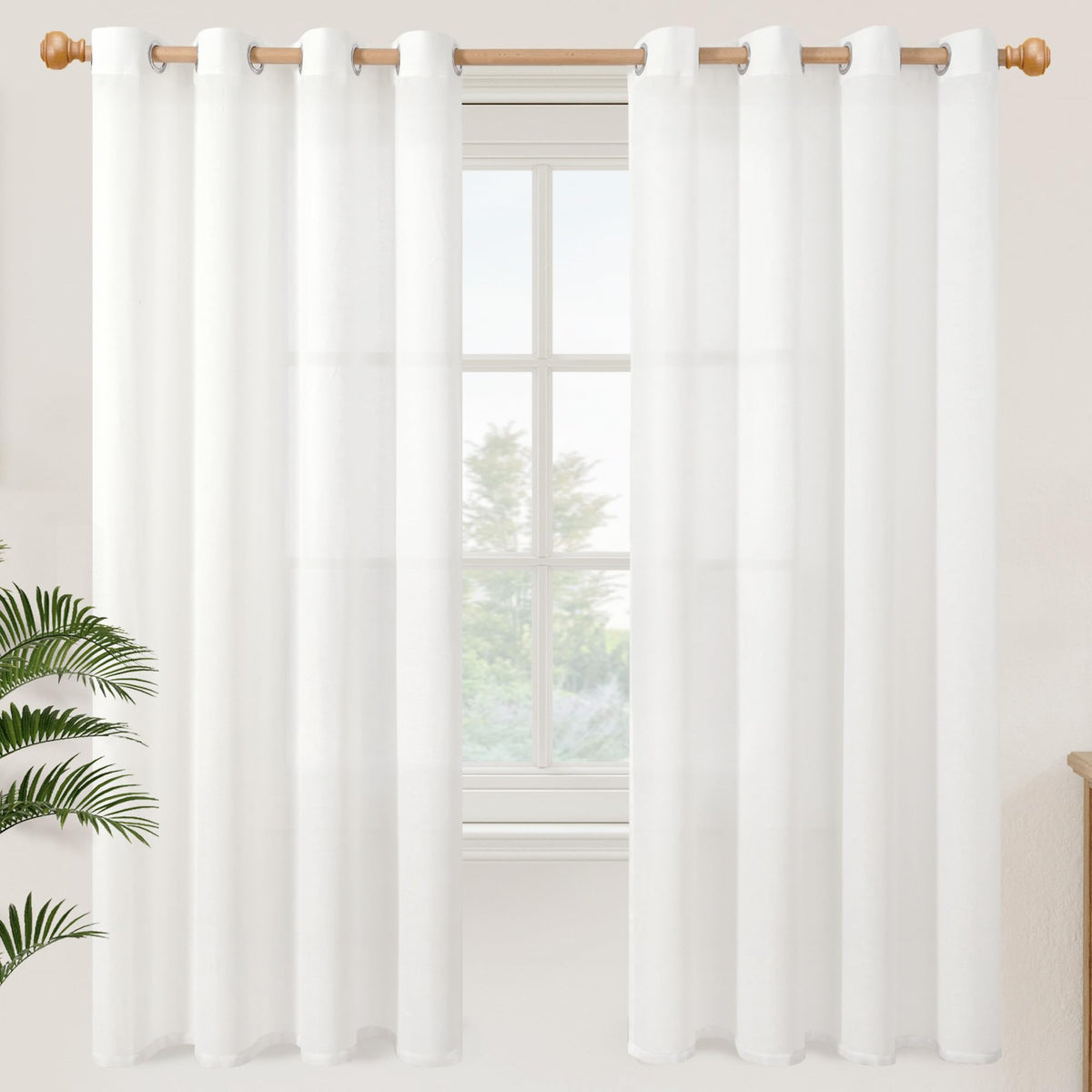 YoungsTex Linen Kitchen Window Curtains 40 Inch Length 2 Panels