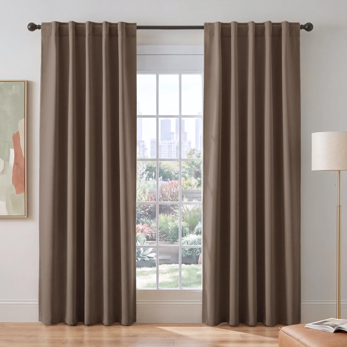 PONY DANCE Black Kitchen Blackout Curtains Over Sink, W 42 x L 45 inches