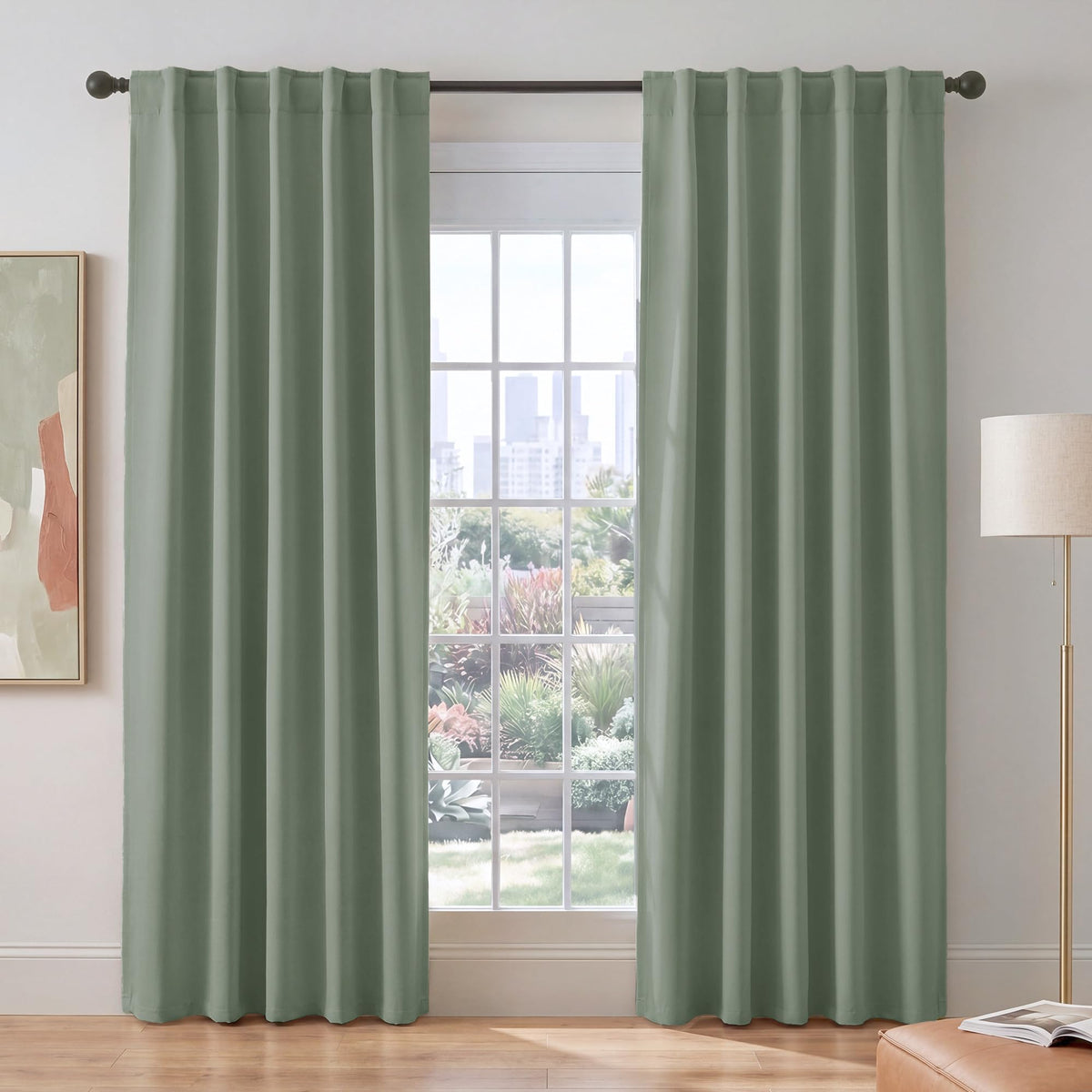 PONY DANCE Black Kitchen Blackout Curtains Over Sink, W 42 x L 45 inches