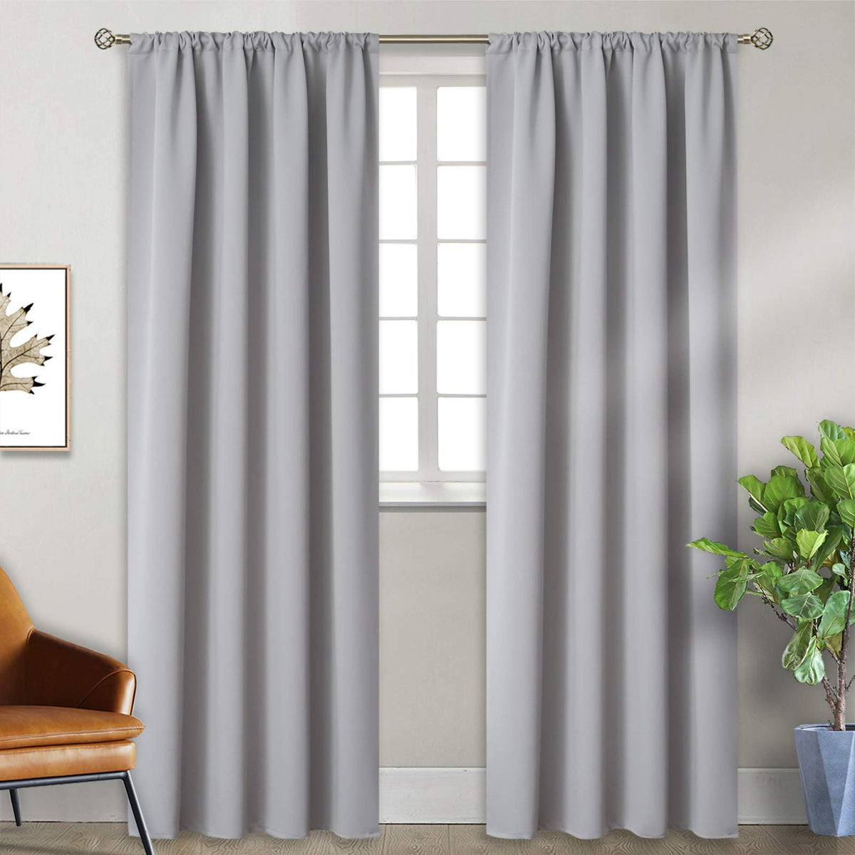 BGment Black Blackout Curtains 40 Inches Long for Kitchen Window 2 Panels