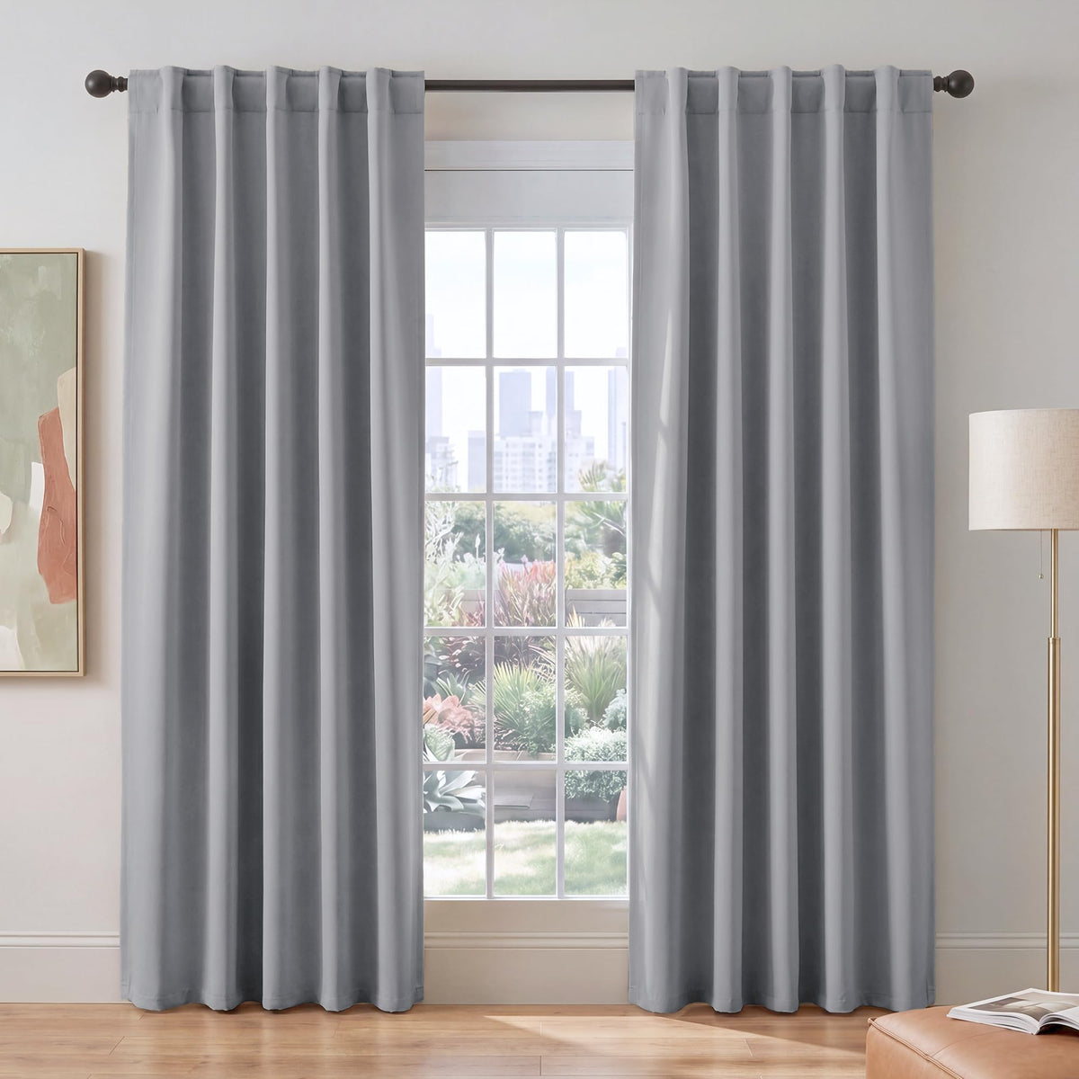 PONY DANCE Black Kitchen Blackout Curtains Over Sink, W 42 x L 45 inches