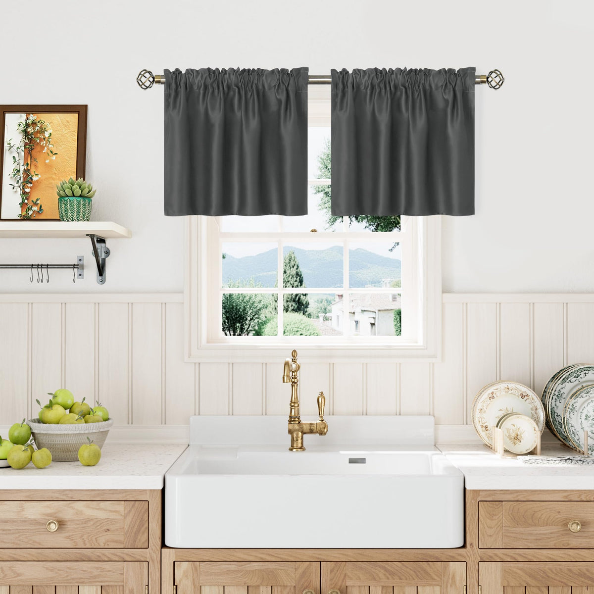 BGment Black Blackout Curtains 40 Inches Long for Kitchen Window 2 Panels