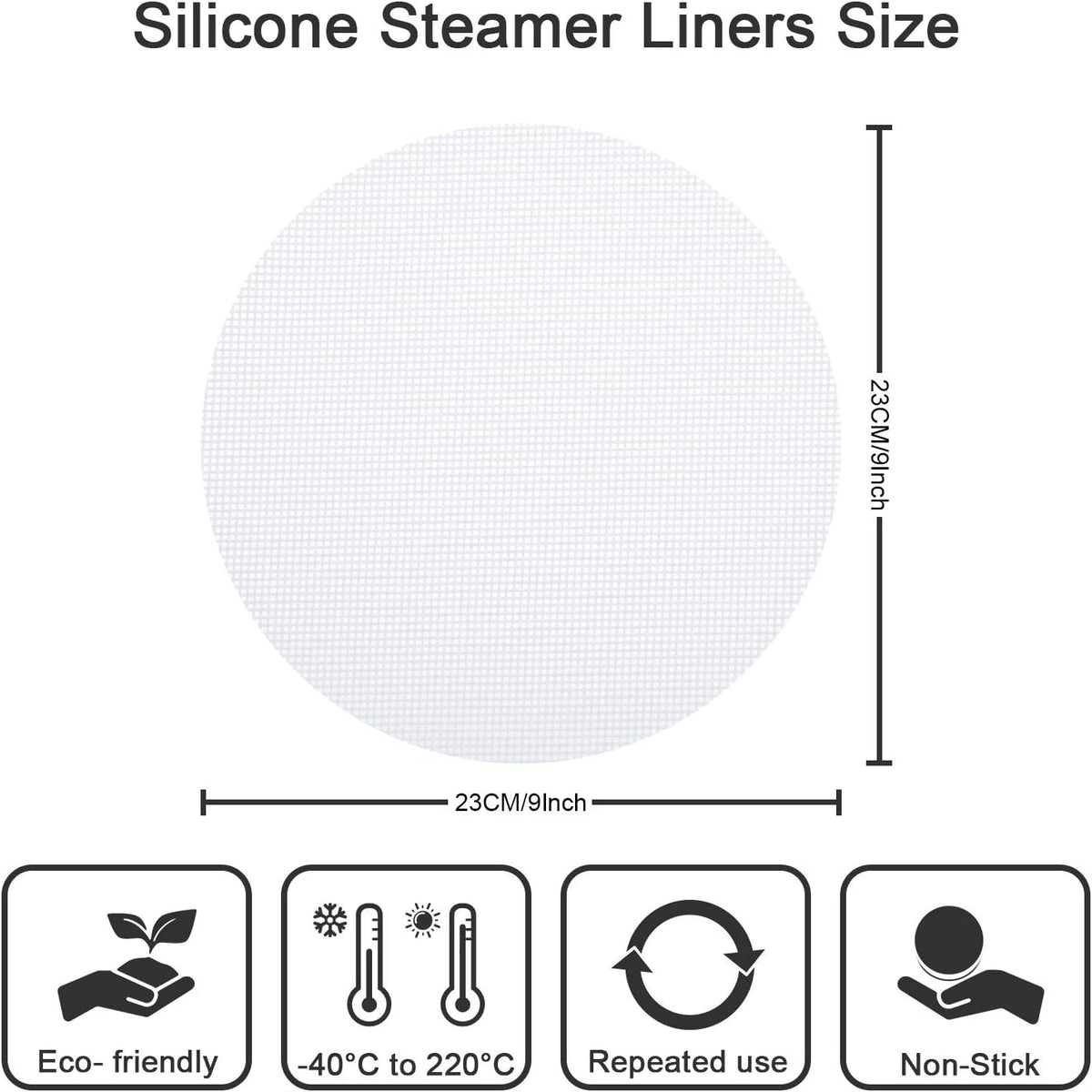 Patelai 12 Pcs Bamboo Steamer Silicone Liners 9 Inch, Non Stick Reusable Silicone Steamer Mesh Mat, Air Fryer Round Liners Pad Buns Dumpling Baking Pastry Dim Sum for Food Kitchen Restaurant Home