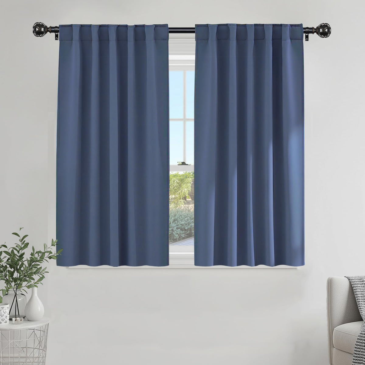 PONY DANCE Black Kitchen Blackout Curtains Over Sink, W 42 x L 45 inches