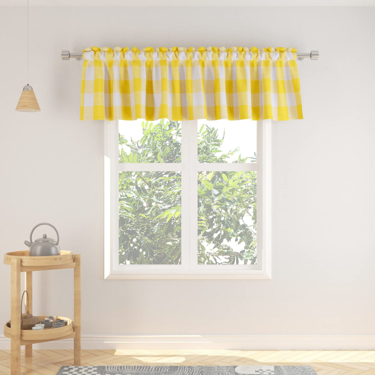 Buffalo Check Kitchen Tier Curtain 24 inches Long Plaid Gingham Rod Pocket Classic Cafe Curtains Country Farmhouse Kitchen Half Window Curtains 2 Panels Beige & White