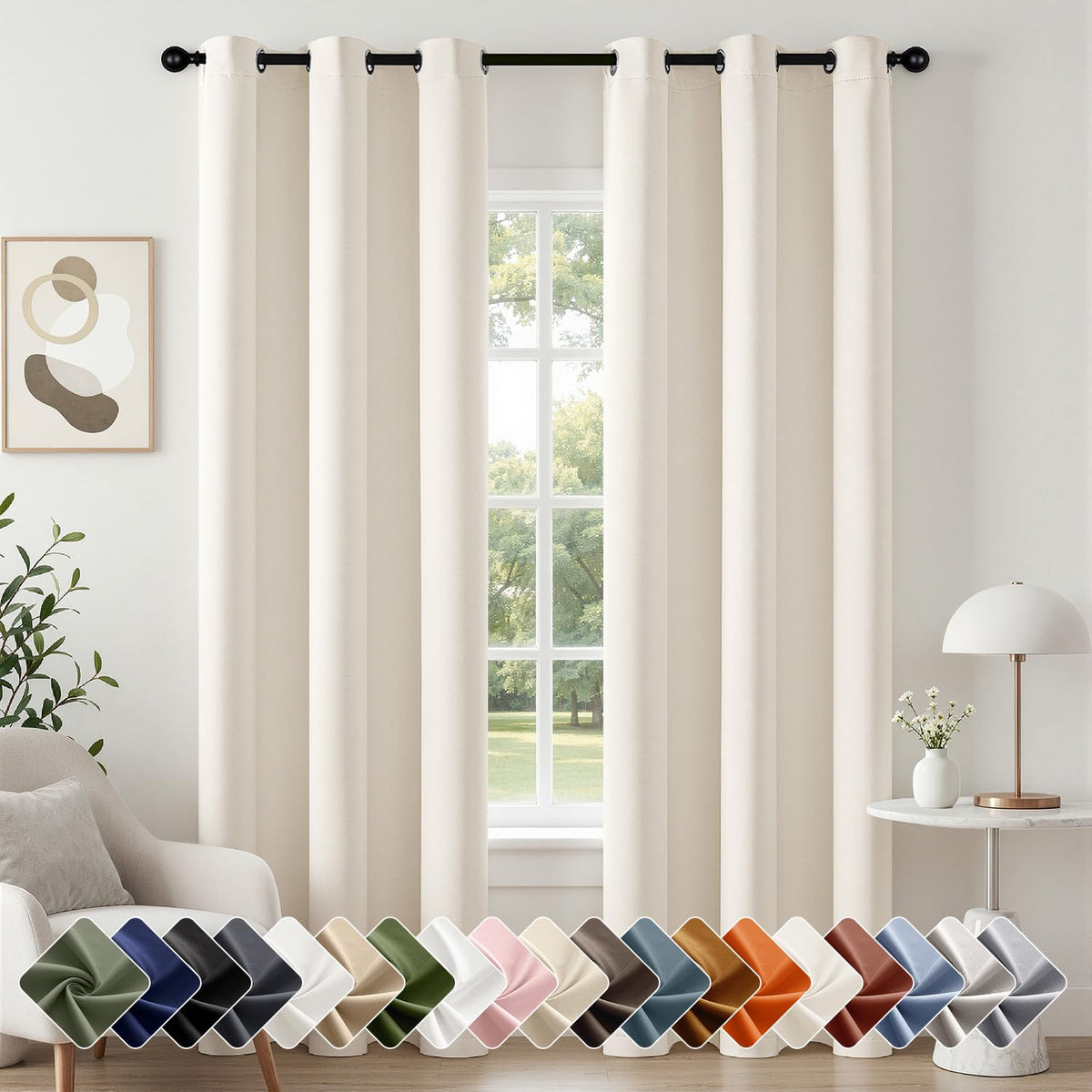Short Navy Blue Blackout Kitchen Curtain W40 x L45 Inch 2 Panels