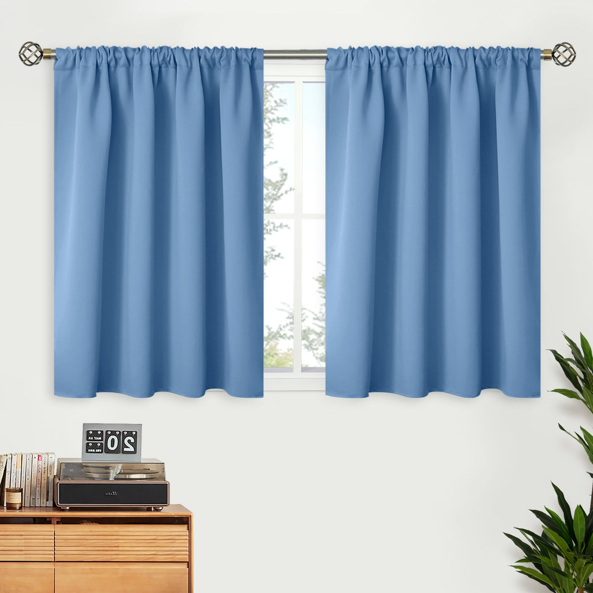 BGment Black Blackout Curtains 40 Inches Long for Kitchen Window 2 Panels