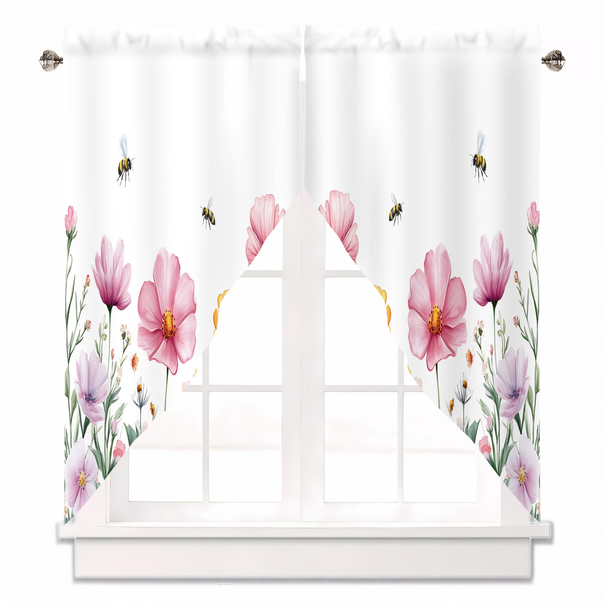 Sage Green Eucalyptus Leaves Swag Curtains 1 Pair, 28x36 in
