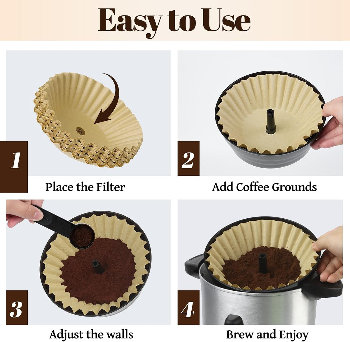 150Pcs Unbleached Paper Coffee Filters for Hamilton Beach 45 Cup 40515G