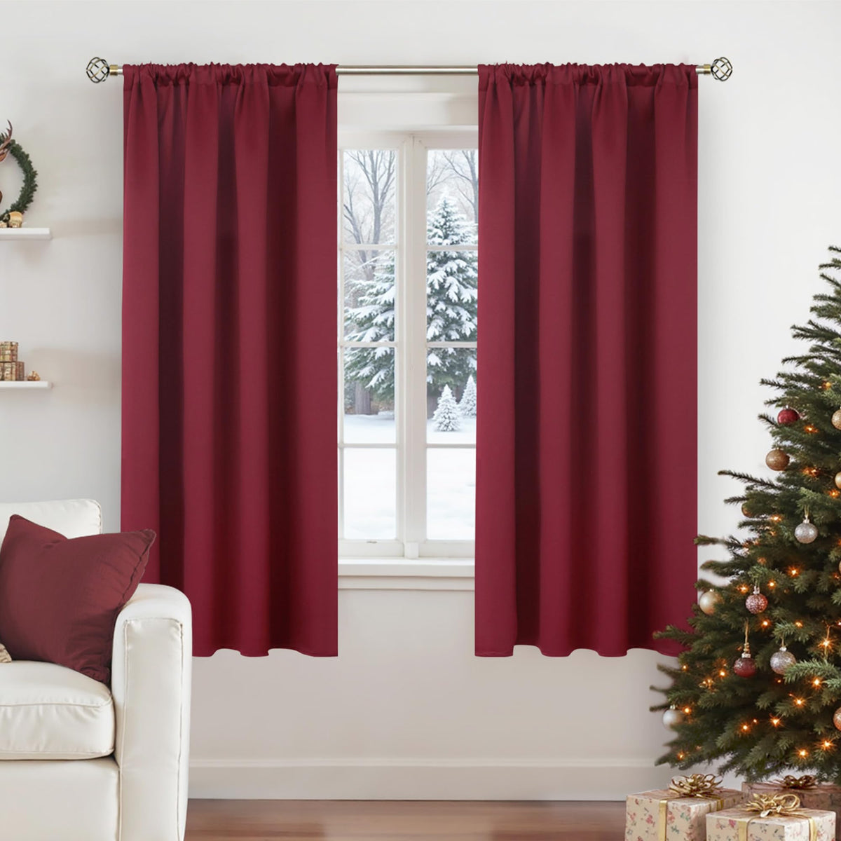 BGment Black Blackout Curtains 40 Inches Long for Kitchen Window 2 Panels