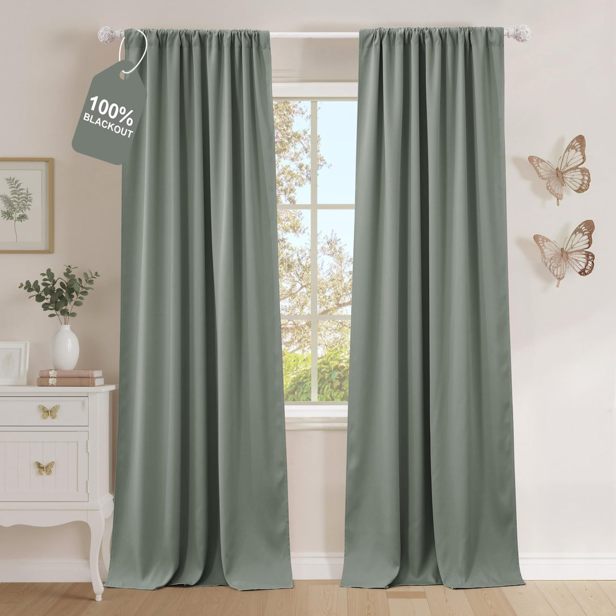 NICETOWN 100% Black Out Kitchen Curtains 36 Inch Length, W52xL36, 2 Panels