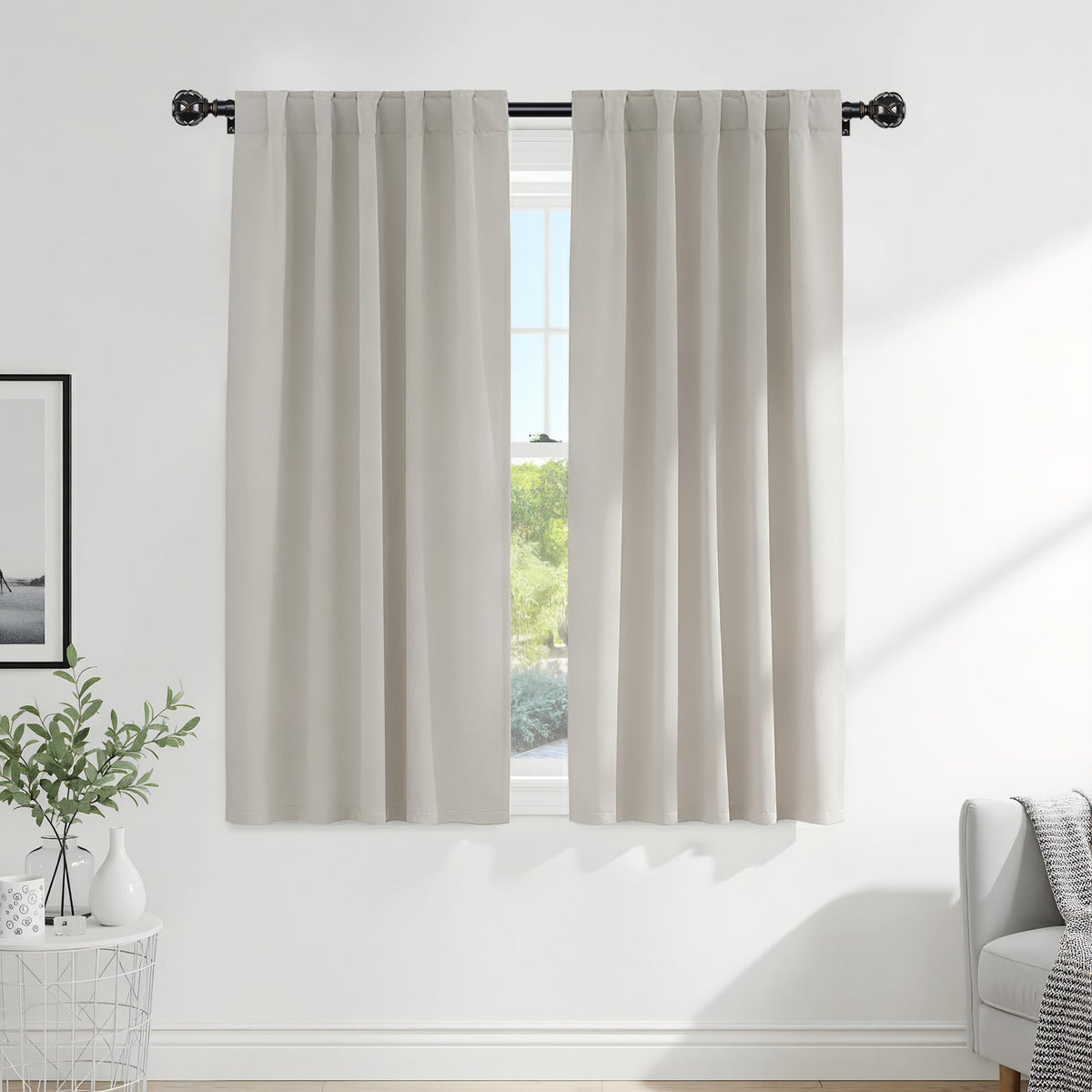 PONY DANCE Black Kitchen Blackout Curtains Over Sink, W 42 x L 45 inches
