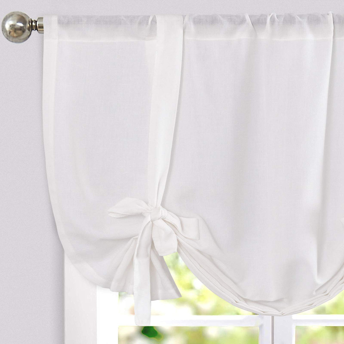 jinchan Swag Valance for Windows 36 Inch Length Farmhouse 2 Panels Beige