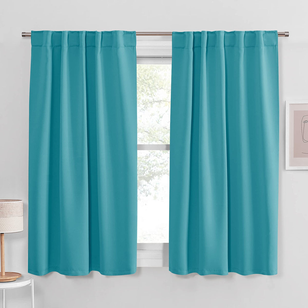 PONY DANCE Black Kitchen Blackout Curtains Over Sink, W 42 x L 45 inches