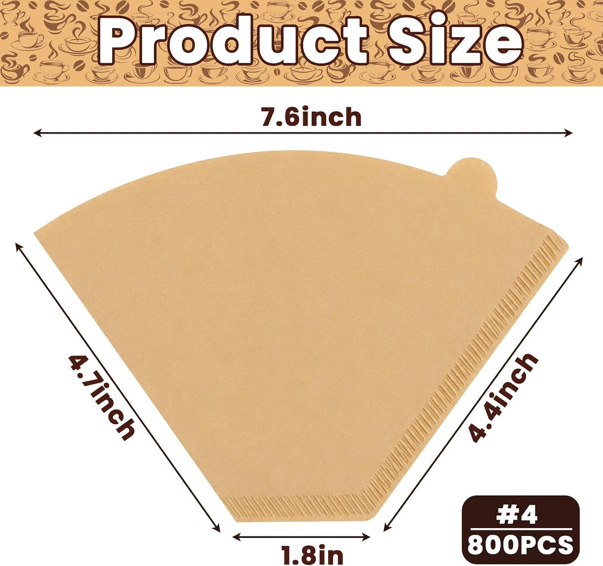Coffee Filters #4 Cone, 800 Count #4 Cone Coffee Filters for 8-12 Cup Drip Coffee Maker, Disposable Paper Coffee Filters for Pour Over Coffee, Daily Home and Office Brewing